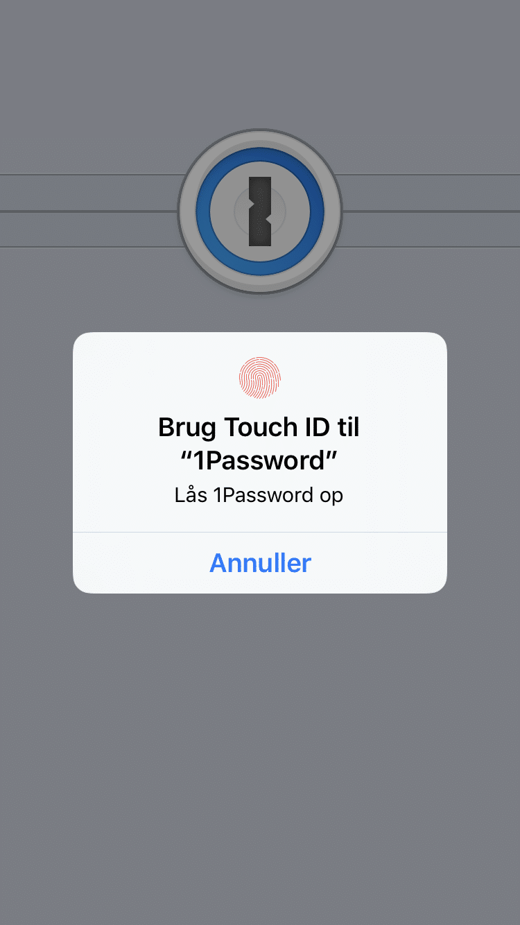 touch id på phone til 1password