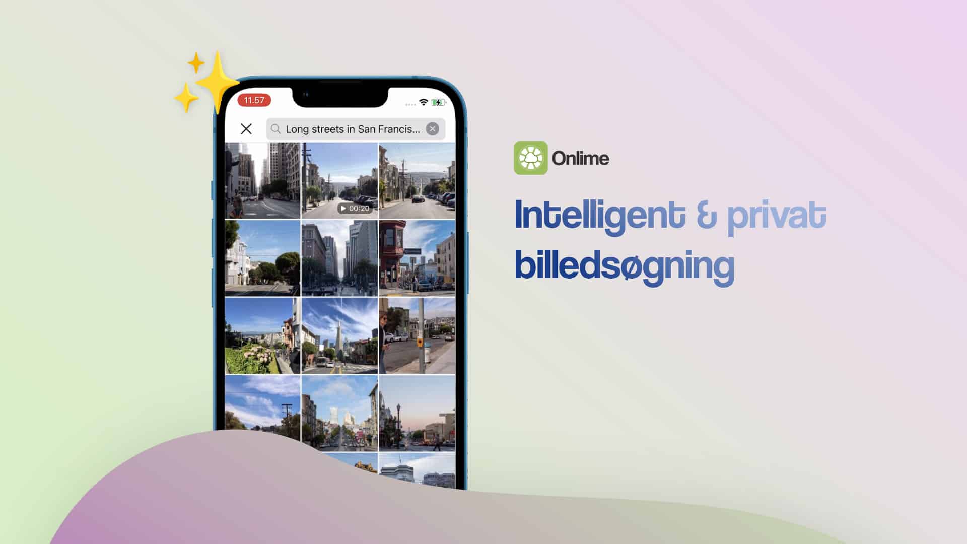 Skærmbillede af Onlimes intelligente billedsøgning med natursproglig søgning