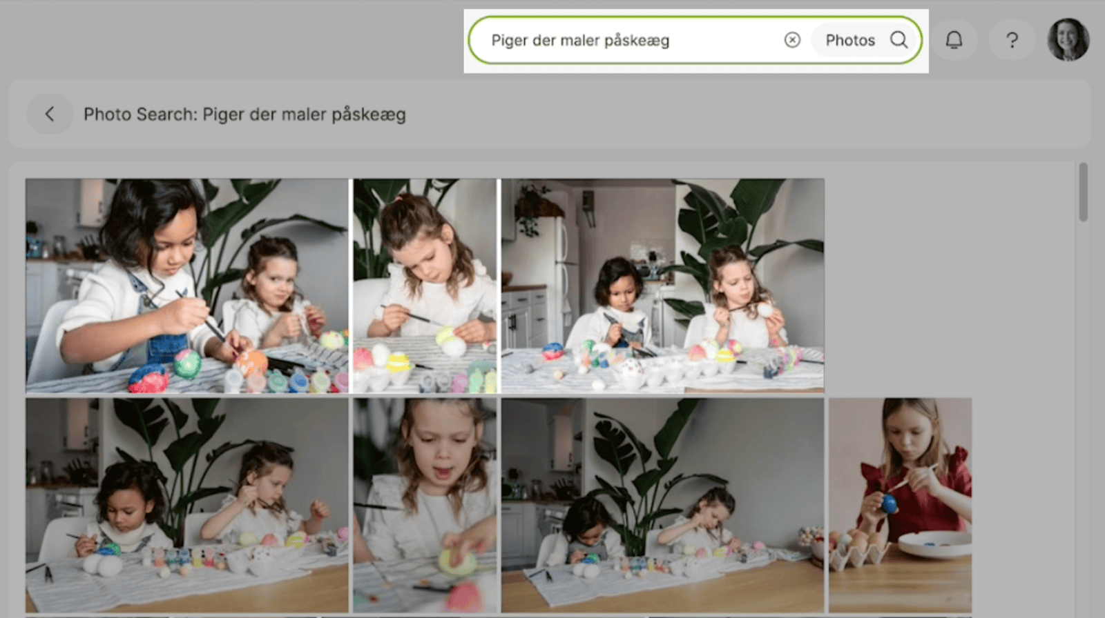 Screenshot showing the intelligent search feature in Onlime Cloud, allowing for natural language understanding to search for certain photos.